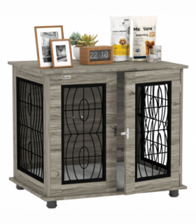 PawHut Dog Crate Furniture, End Table for Medium Dogs w/ Cushion