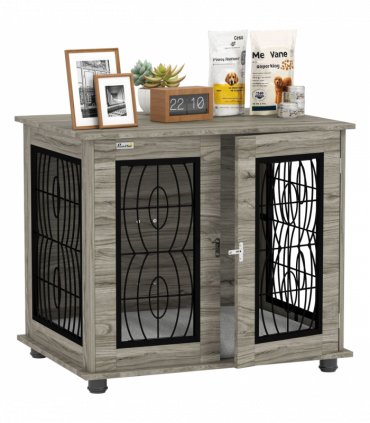 PawHut Dog Crate Furniture, End Table for Medium Dogs w/ Cushion