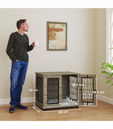 PawHut Dog Crate Furniture, End Table for Medium Dogs w/ Cushion