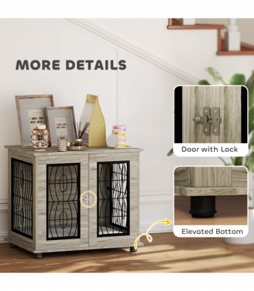 PawHut Dog Crate Furniture, End Table for Medium Dogs w/ Cushion