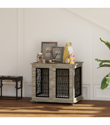 PawHut Dog Crate Furniture, End Table for Medium Dogs w/ Cushion