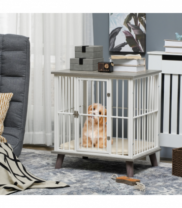 PawHut Dog Crate Furniture, Indoor Dog Kennel Side End Table, 64.5x48x70.5 cm