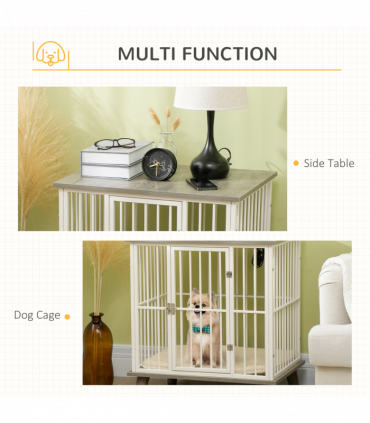 PawHut Dog Crate Furniture, Indoor Dog Kennel Side End Table, 64.5x48x70.5 cm