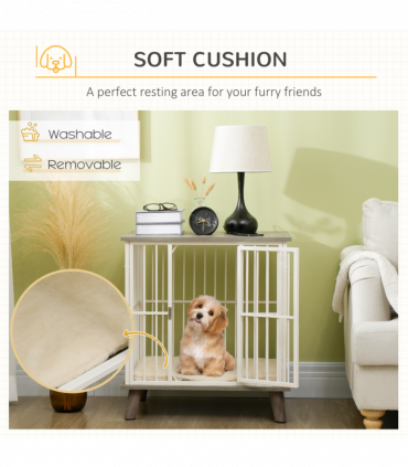 PawHut Dog Crate Furniture, Indoor Dog Kennel Side End Table, 64.5x48x70.5 cm