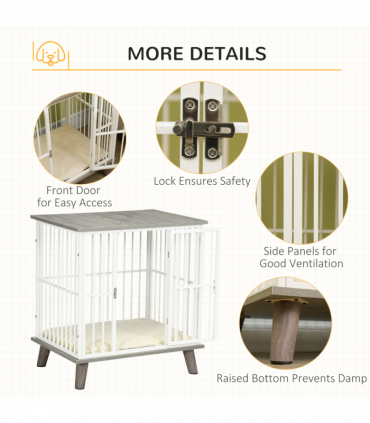 PawHut Dog Crate Furniture, Indoor Dog Kennel Side End Table, 64.5x48x70.5 cm