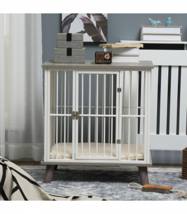 PawHut Dog Crate Furniture, Indoor Dog Kennel Side End Table, 64.5x48x70.5 cm