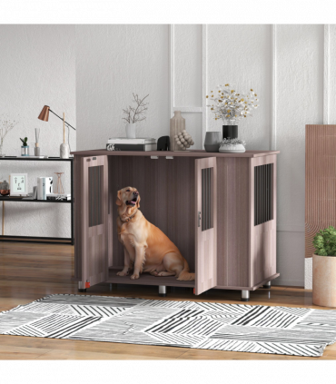 PawHut Dog Crate Kennel Cage for Extra Large Dog, Indoor End Table, Purple