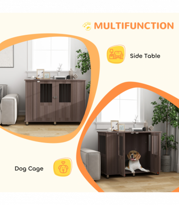 PawHut Dog Crate Kennel Cage for Extra Large Dog, Indoor End Table, Purple