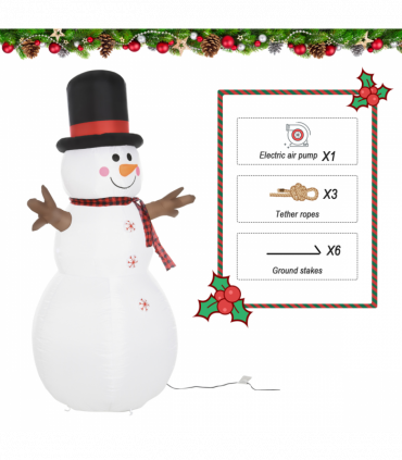 6ft Giant Inflatable Snowman Christmas Deco LED Lights Accessories Cute Family