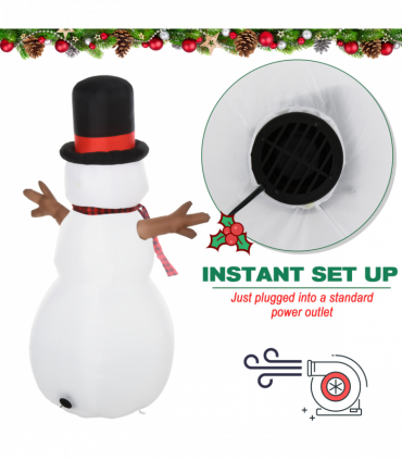 6ft Giant Inflatable Snowman Christmas Deco LED Lights Accessories Cute Family