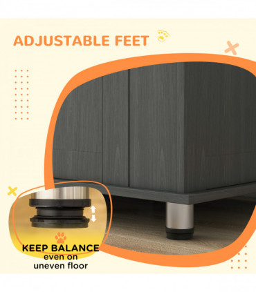 PawHut Dog Crate Kennel Cage for Medium Large Dog, Indoor End Table, Grey