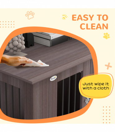 PawHut Dog Crate Kennel Cage for Medium Large Dog, Indoor End Table, Purple