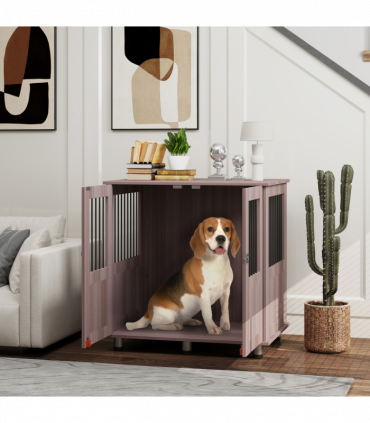 PawHut Dog Crate Kennel Cage for Small Medium Dog, Indoor End Table, Purple