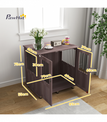 PawHut Dog Crate Kennel Cage for Small Medium Dog, Indoor End Table, Purple