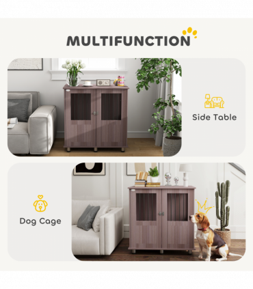 PawHut Dog Crate Kennel Cage for Small Medium Dog, Indoor End Table, Purple