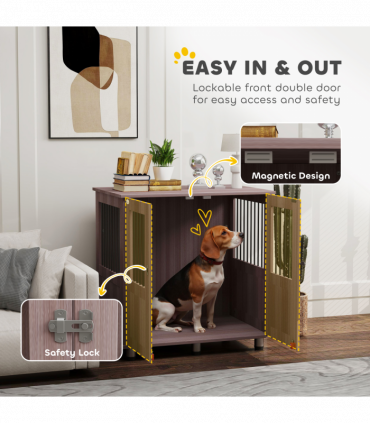 PawHut Dog Crate Kennel Cage for Small Medium Dog, Indoor End Table, Purple