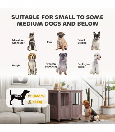 PawHut Dog Crate Kennel Cage for Small Medium Dog, Indoor End Table, Purple