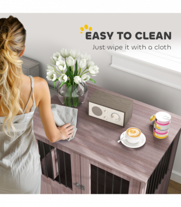 PawHut Dog Crate Kennel Cage for Small Medium Dog, Indoor End Table, Purple