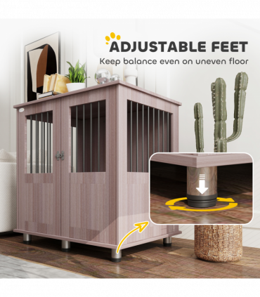 PawHut Dog Crate Kennel Cage for Small Medium Dog, Indoor End Table, Purple