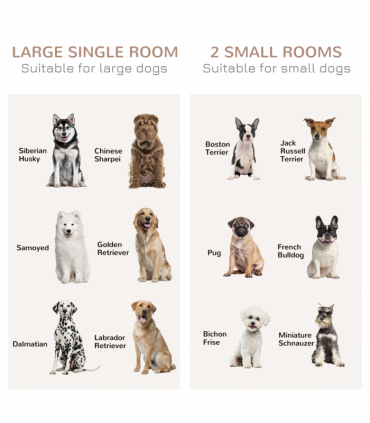 PawHut Dog Crate for Large Dogs, Double Dog Cage for Small Dog, Oak Tone