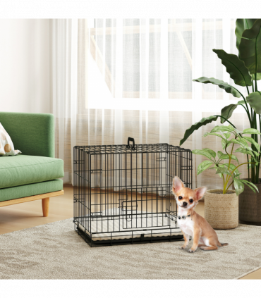 PawHut Dog Crate with 2 Doors, Tray, Soft Cushion, for Extra Small Dogs