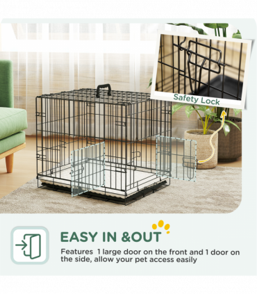 PawHut Dog Crate with 2 Doors, Tray, Soft Cushion, for Extra Small Dogs
