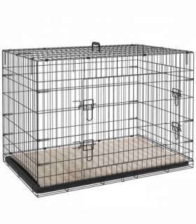 PawHut Dog Crate with 2 Doors, Tray, Soft Cushion, for Extra and Large Dogs