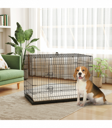 PawHut Dog Crate with 2 Doors, Tray, Soft Cushion, for Extra and Large Dogs