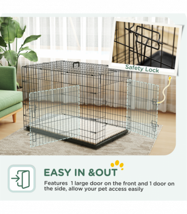 PawHut Dog Crate with 2 Doors, Tray, Soft Cushion, for Extra and Large Dogs