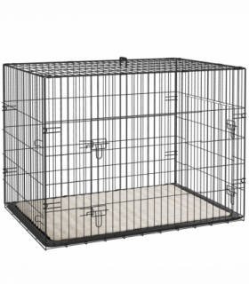 PawHut Dog Crate with 2 Doors, Tray, Soft Cushion, for Large Medium Dogs