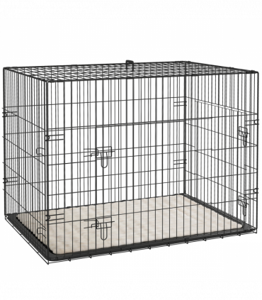 PawHut Dog Crate with 2 Doors, Tray, Soft Cushion, for Large Medium Dogs