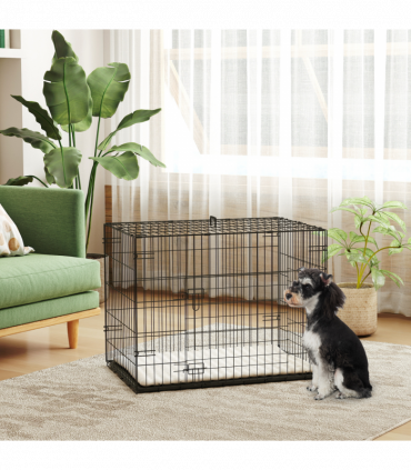 PawHut Dog Crate with 2 Doors, Tray, Soft Cushion, for Small Dogs