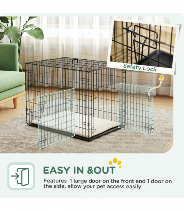 PawHut Dog Crate with 2 Doors, Tray, Soft Cushion, for Small Dogs