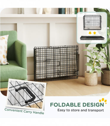 PawHut Dog Crate with 2 Doors, Tray, Soft Cushion, for Small Dogs