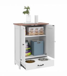 PawHut Dog Feeding Station with Storage, Pet Feeding Station with Dog Bowls