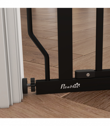 PawHut Dog Gate Wide Stair Gate w/ Door Pressure Fit, 75-85W cm, Black
