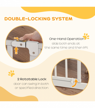 PawHut Dog Gate Wide Stair Gate w/ Door Pressure Fit, 75-85W cm, White