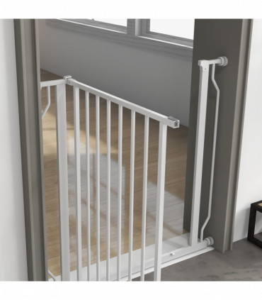 PawHut Dog Gate Wide Stair Gate w/ Door Pressure Fit, 75-85W cm, White