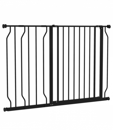 PawHut Dog Gate Wide Stair Gate with Door Pressure Fit, 75-115W cm, Black