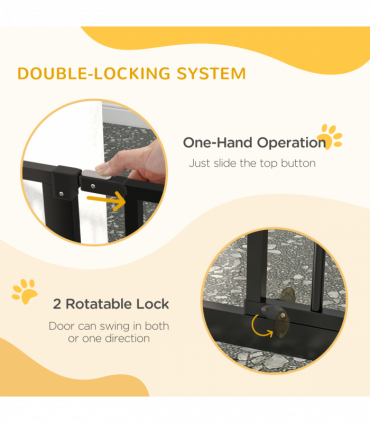 PawHut Dog Gate Wide Stair Gate with Door Pressure Fit, 75-115W cm, Black