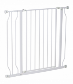 PawHut Dog Gate Wide Stair Gate with Door Pressure Fit, 75-95W cm, White
