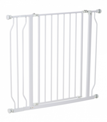 PawHut Dog Gate Wide Stair Gate with Door Pressure Fit, 75-95W cm, White