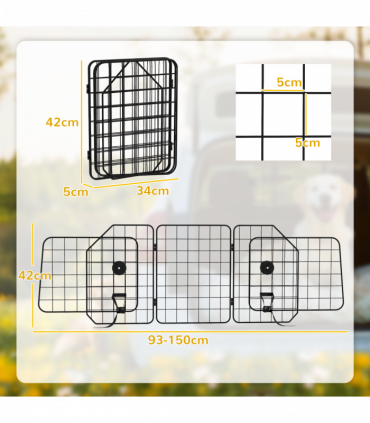 PawHut Dog Guard for SUVs, Vehicles, Vans, Car Barrier with Adjustable Width