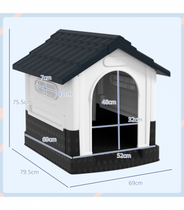 PawHut Dog Kennel for Outside, for XS and S Dogs, 80 x 69 x 76cm, Grey