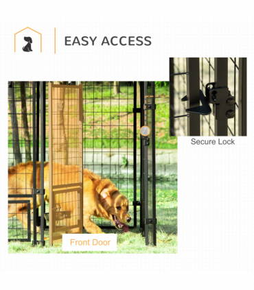 PawHut Dog Kennel with Rotating Bowl Holders, Cover, Outdoor Dog Run