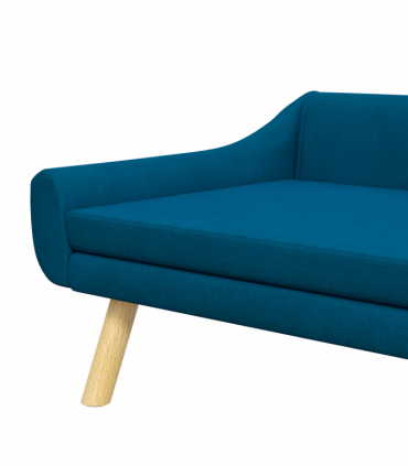 PawHut Dog Sofa Bed Raised Couch with Wooden Frame and Soft Cushion, Blue