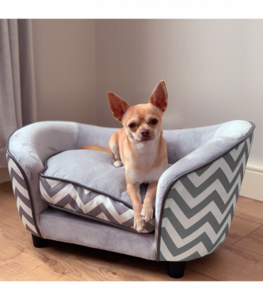 PawHut Dog Sofa Pet Couch for XS Dogs with Removable Sponge Padded Cushion Grey