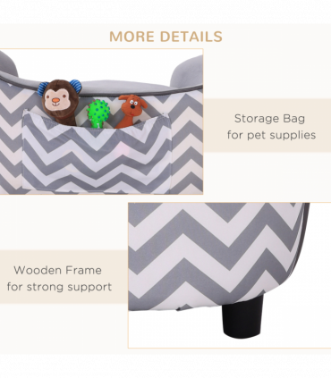 PawHut Dog Sofa Pet Couch for XS Dogs with Removable Sponge Padded Cushion Grey