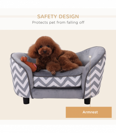 PawHut Dog Sofa Pet Couch for XS Dogs with Removable Sponge Padded Cushion Grey