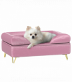 PawHut Dog Sofa Pet Couch w/ Removable Backrest Cushion Washable Cover - Pink